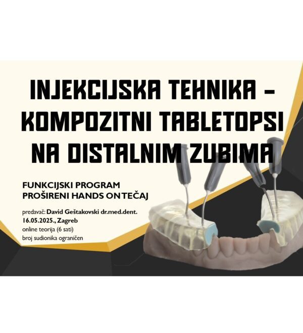 [Zagreb HANDS-ON - 24.10.2025.] Prošireni hands-on tečaj: Kompozitni table-tops - injekcijska tehnika na distalnim zubima - FUNKCIJSKI PROGRAM